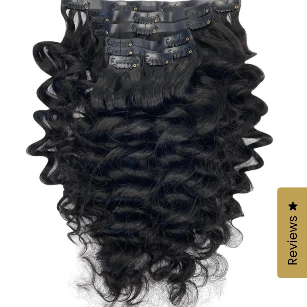 Black Indian Curly clip in extensions